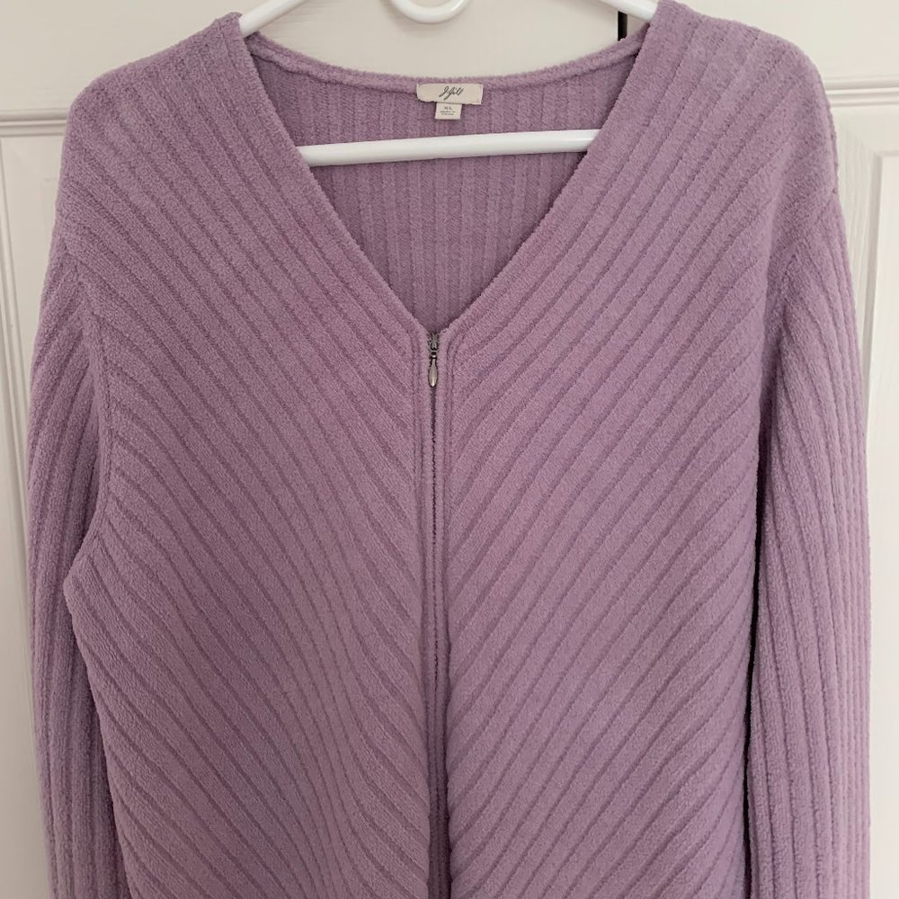 J. Jill Light Purple Zippered Long Sleeve Soft and Lightweight Sweater